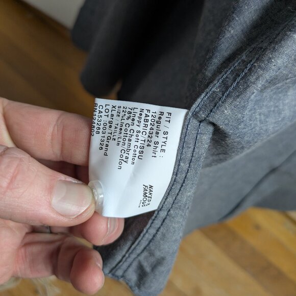 Naked and Famous Regular Shirt in Grey Neppy Soft Cotton/Linen XL - Picture 4 of 4